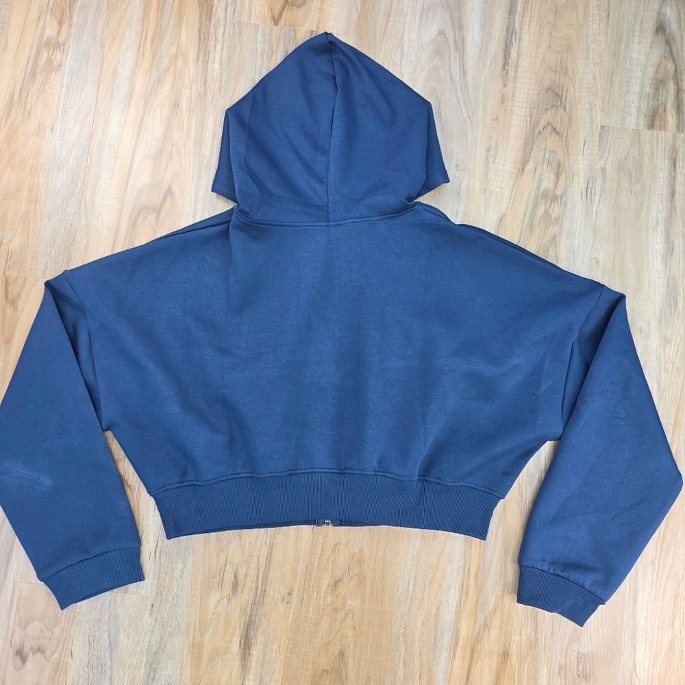 💬🩵🅰️NWT Blue Zipper Crop Hoodie & Wide Leg Pants Large - Picture 5 of 15